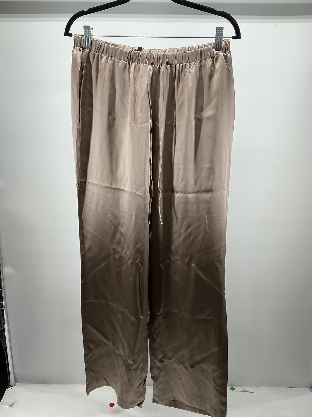 100% Washable Silk Drawstring Wide Leg Pants - 30"